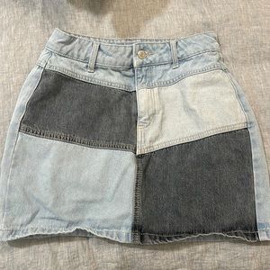 patched jean skirt